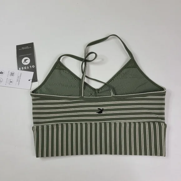 GLYDER Moss Green Striped Premier Bra - M - Picture 3 of 4